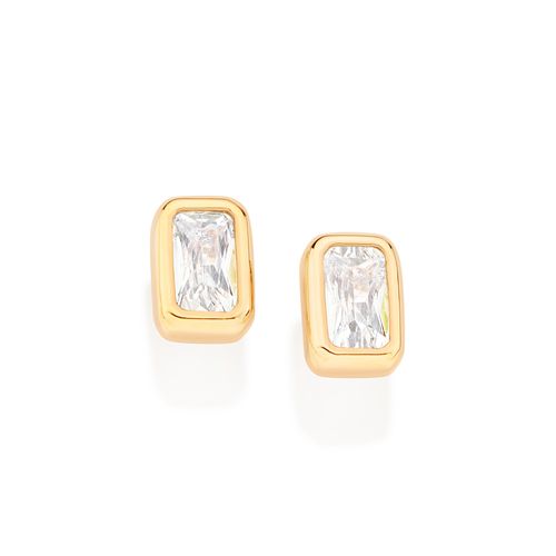 BRINCO SOLITÁRIO BANHADO A OURO 18K COM ZIRCÔNIAS