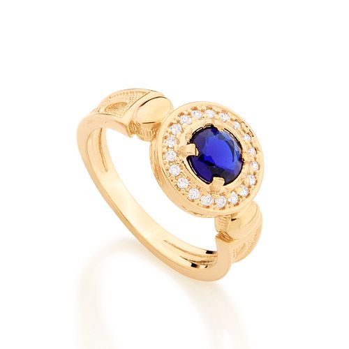 ANEL BANHADO A OURO 18K COM CRISTAL E ZIRCÔNIAS