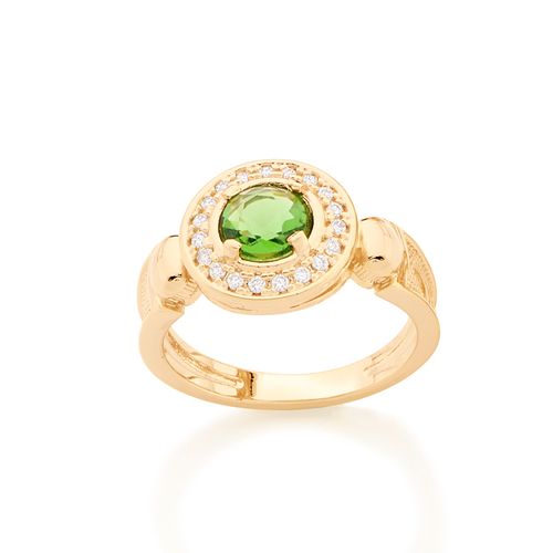 ANEL BANHADO A OURO 18K COM CRISTAL E ZIRCÔNIAS