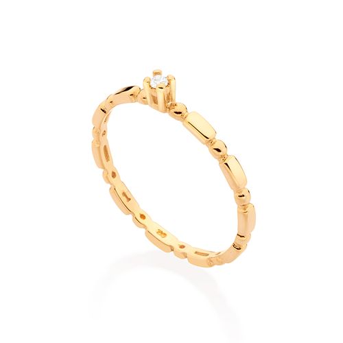 ANEL SOLITÁRIO BANHADO A OURO 18K COM ZIRCÔNIA