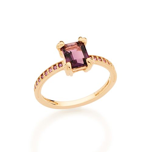 ANEL BANHADO A OURO 18K COM ZIRCÔNIAS E CRISTAL