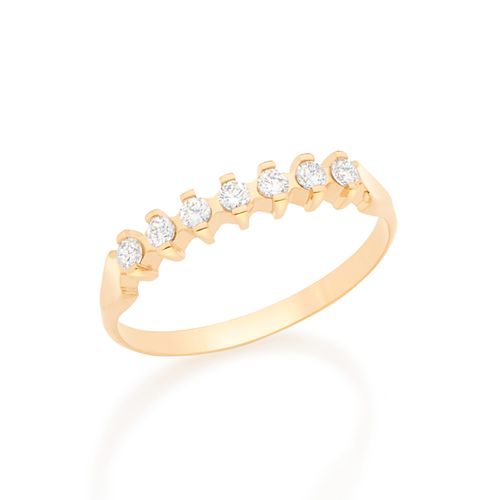 MEIA ALIANÇA BANHADA A OURO 18K COM ZIRCÔNIAS