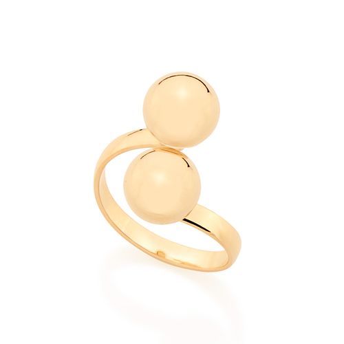 ANEL AJUSTÁVEL COM BOLAS BANHADO A OURO 18K