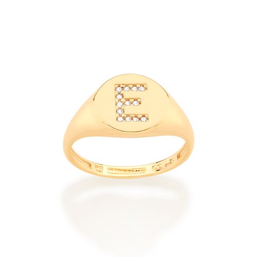 ANEL DEDO MINDINHO LETRA BANHADO A OURO 18K-LETRA E