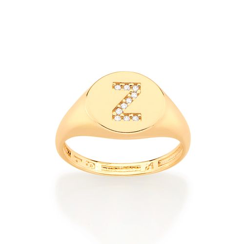 ANEL DEDO MINDINHO LETRA BANHADO A OURO 18K-LETRA Z