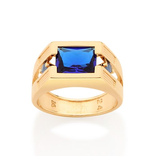 ANEL MASCULINO BANHADO A OURO 18K COM CRISTAIS