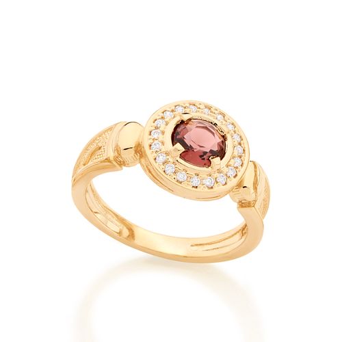 ANEL BANHADO A OURO 18K COM CRISTAL E ZIRCÔNIAS