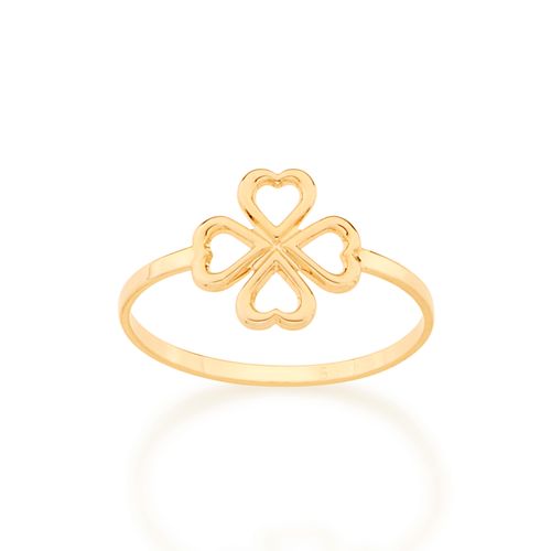ANEL SKINNY RING TREVO DE 4 FOLHAS BANHADO A OURO 18K