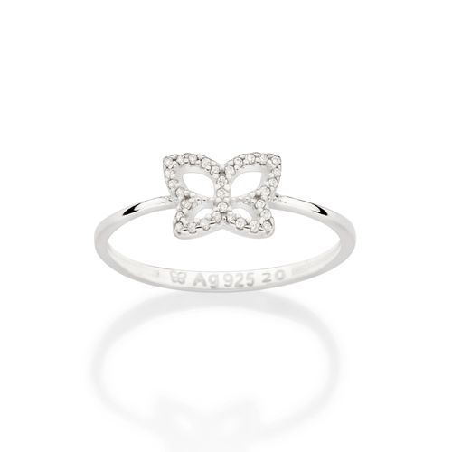 ANEL SKINNY BORBOLETA DE PRATA 925 COM ZIRCÔNIAS