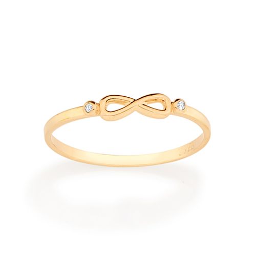 ANEL SKINNY INFINITO BANHADO A OURO 18K COM ZIRCÔNIAS