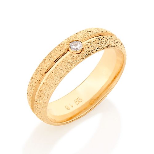 ALIANÇA BANHADA, A OURO 18K COM ZIRCÔNIA