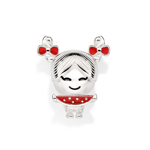 BERLOQUE MENINA ORIENTAL COM MELANCIA DE PRATA 925 E APLICAÇÃO DE RESINA