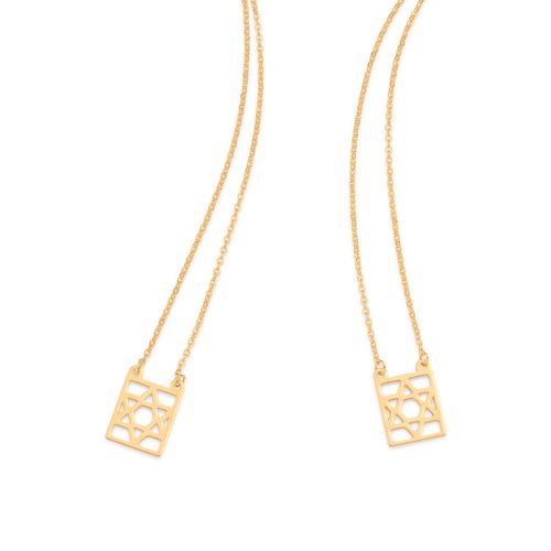 ESCAPULÁRIO ESTRELA HEXAGRAMA BANHADO A OURO 18K