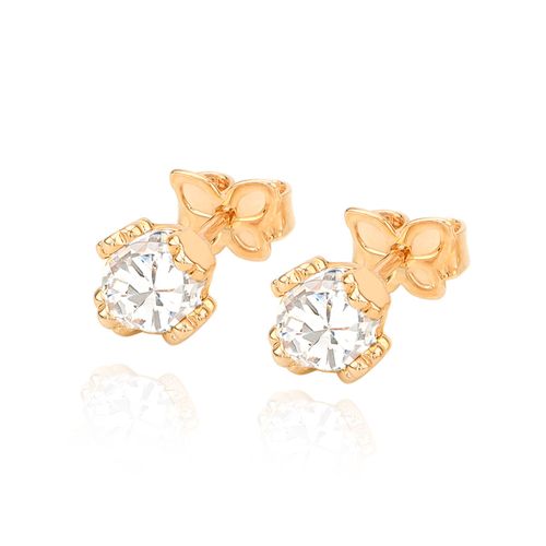 BRINCO SOLITÁRIO BANHADO A OURO 18K COM CRISTAIS