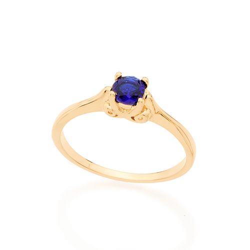 ANEL SOLITÁRIO BANHADO A OURO 18K COM CRISTAL