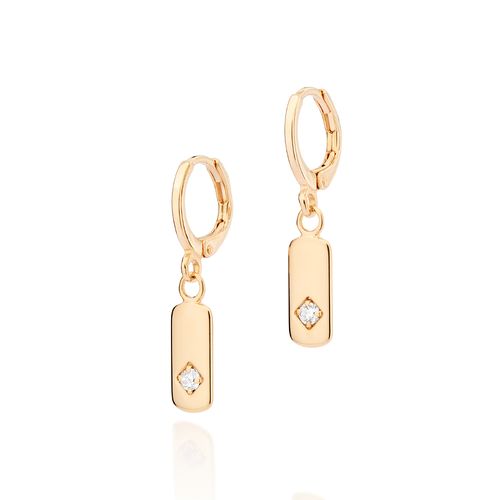 BRINCO ARGOLA BANHADO A OURO 18K COM ZIRCÔNIAS