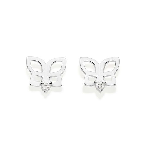 BRINCO BORBOLETA DE PRATA MACIÇA 925 COM ZIRCÔNIAS