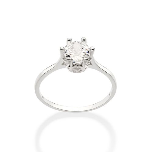 ANEL SOLITÁRIO DE PRATA 925 COM ZIRCÔNIA