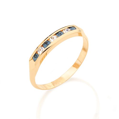 MEIA ALIANÇA BANHADA A OURO 18K COM CRISTAIS