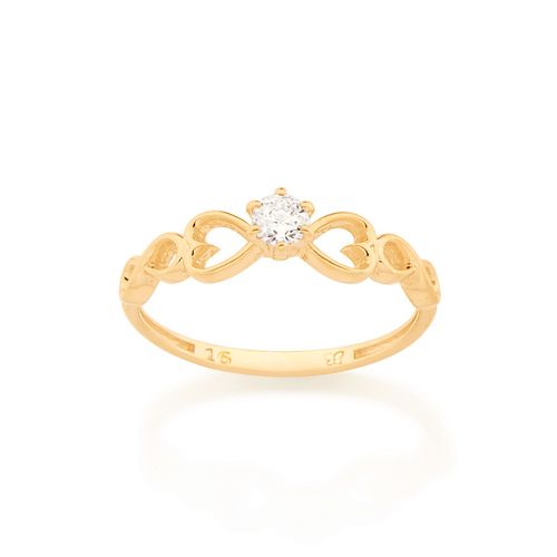 ANEL SOLITÁRIO AMOR ETERNO BANHADO A OURO 18K