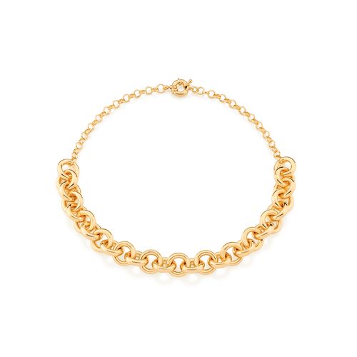 CHOKER ELOS REDONDOS GRANDES BANHADA A OURO 18K