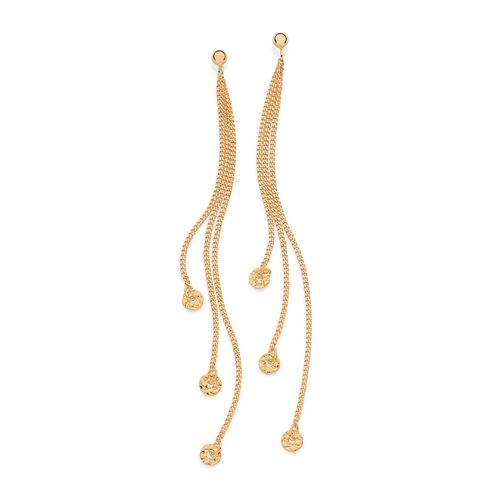 BRINCO PÊNDULO BANHADO A OURO 18K COM ESFERAS