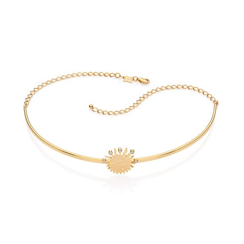 CHOKER ESTRELA SOLAR BANHADO A OURO 18K COM ZIRCÔNIAS
