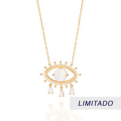 GARGANTILHA OLHO GREGO BANHADA A OURO 18K