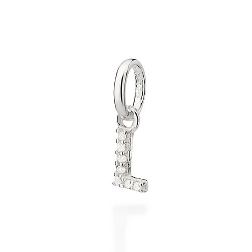 PINGENTE LETRA DE PRATA 925 COM ZIRCÔNIAS -LETRA L