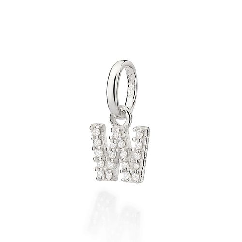 PINGENTE LETRA DE PRATA 925 COM ZIRCÔNIAS -LETRA W