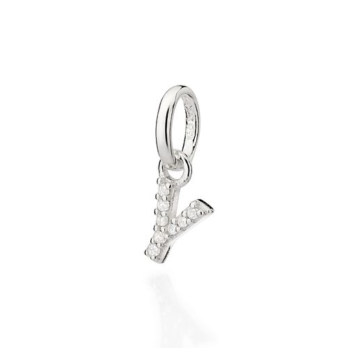 PINGENTE LETRA DE PRATA 925 COM ZIRCÔNIAS -LETRA Y