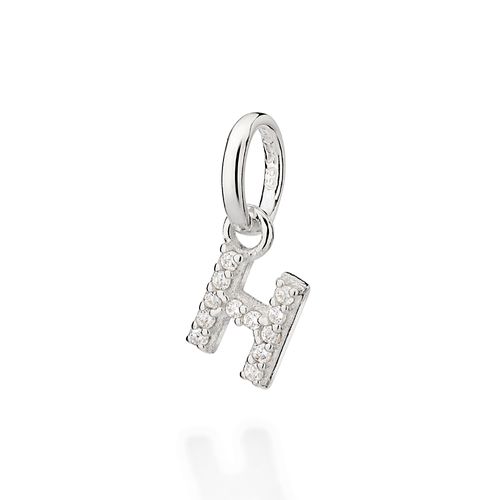 PINGENTE LETRA DE PRATA 925 COM ZIRCÔNIAS -LETRA H