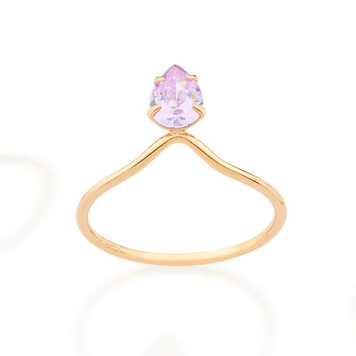 ANEL SOLITÁRIO BANHADO A OURO 18K COM ZIRCÔNIA