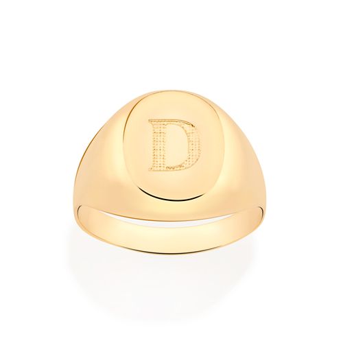 ANEL LETRA BANHADO A OURO 18K-LETRA D