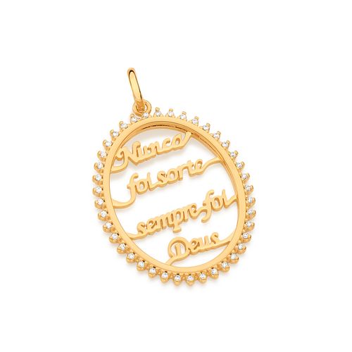 PINGENTE OVAL BANHADO A OURO 18K COM ZIRCÔNIAS
