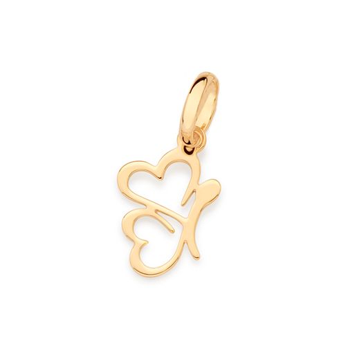 PINGENTE BORBOLETA CORAÇÕES BANHADO A OURO 18K