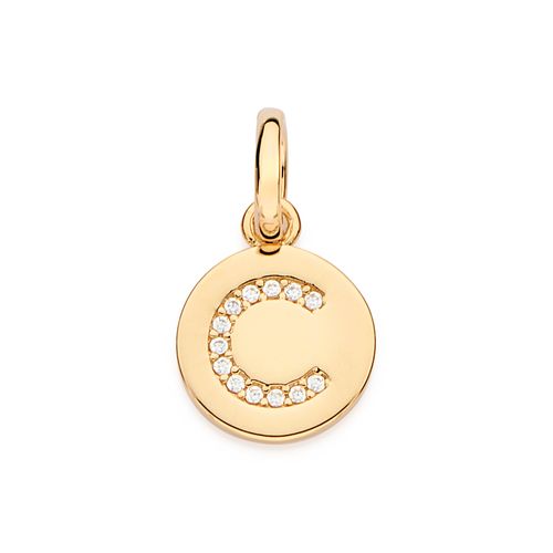 PINGENTE LETRA BANHADO A OURO 18K COM ZIRCÔNIAS -LETRA C