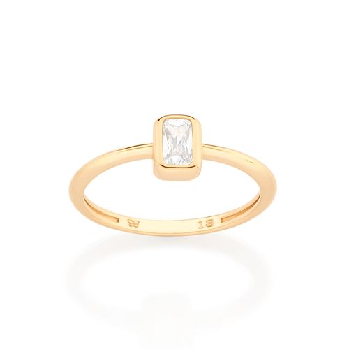 ANEL SOLITÁRIO BANHADO A OURO 18K COM ZIRCÔNIA