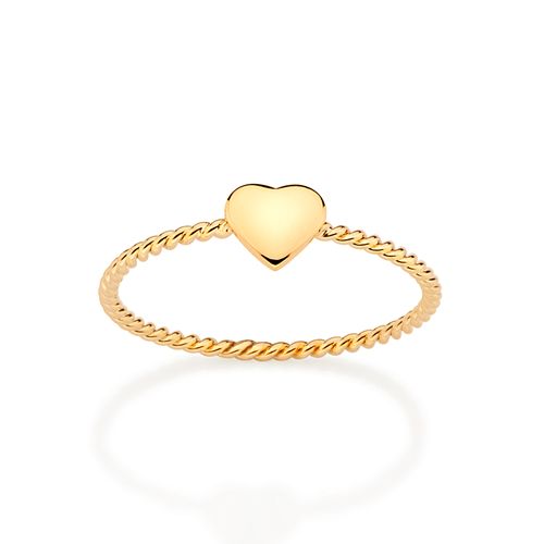 ANEL SKINNY CORAÇÃO BANHADO A OURO 18K