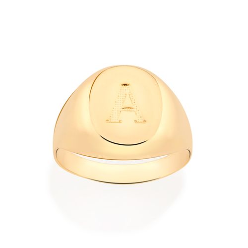 ANEL LETRA BANHADO A OURO 18K-LETRA A