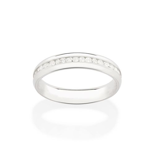 ALIANÇA MEIA CANA DE PRATA 925 COM ZIRCÔNIA