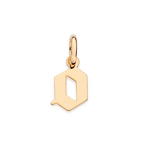 PINGENTE LETRA GÓTICA BANHADA A OURO 18K-LETRA O