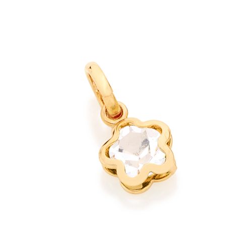 PINGENTE BANHADO A OURO 18K FLOR COM CRISTAL