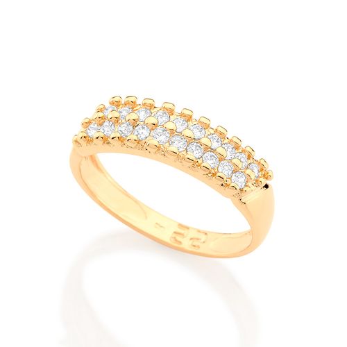 ANEL BANHADO A OURO 18K COM ZIRCÔNIAS