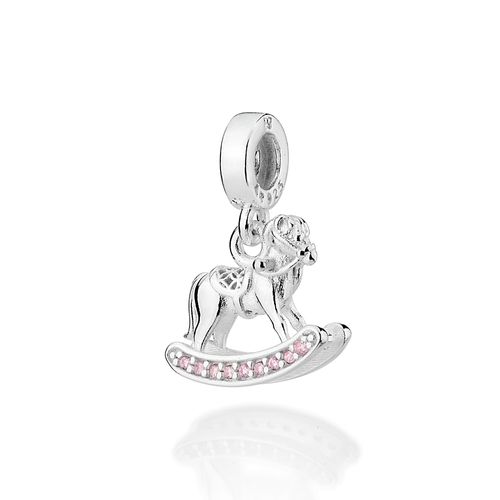 BERLOQUE CAVALO DE BALANÇO DE PRATA MACIÇA 925 COM ZIRCÔNIAS