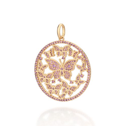 MAXI PINGENTE BORBOLETAS BANHADO A OURO 18K COM ZIRCÔNIAS