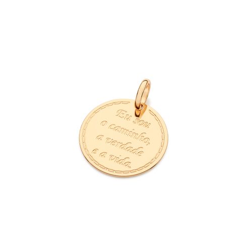 PINGENTE EU SOU O CAMINHO, A VERDADE E A VIDA BANHADO A OURO 18K