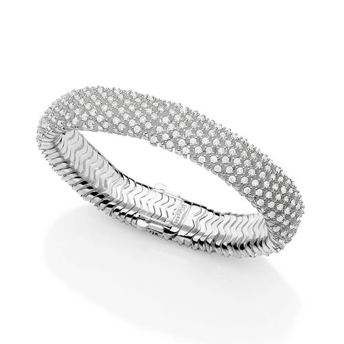 PULSEIRA RIVIERA ANATÔMICA DE PRATA MACIÇA 925 COM ZIRCÔNIAS