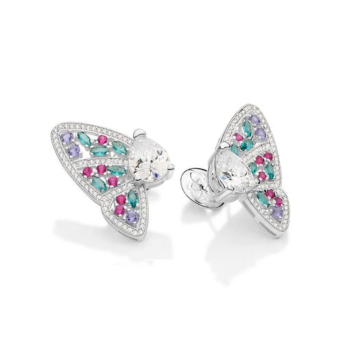 MAXI BRINCO BORBOLETA DE PRATA MACIÇA 925 COM ZIRCÔNIAS