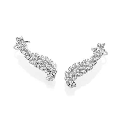 BRINCO EAR CUFF ASAS DE PRATA MACIÇA 925 COM ZIRCÔNIAS